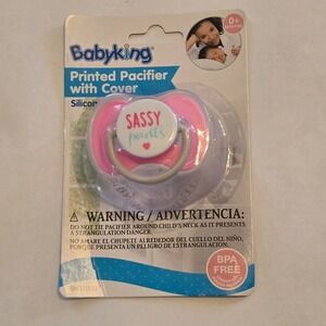 Babyking Sassy Pants Printed Pacifier with Cover Girls 0+ Months Pink Heart BPA